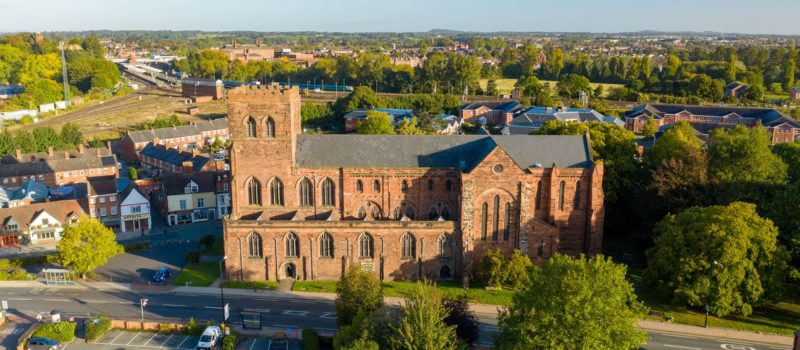 Image of Shrewsbury Abbey from the air